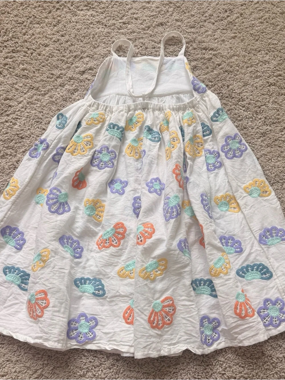 Stella McCartney White Dress with Pastel Floral Embroidery